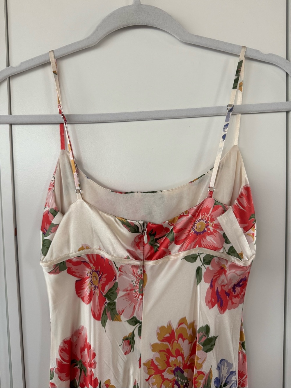 Reformation Kailyn Floral Silk Slip Maxi Dress in Cream and Pink - Picture 6 of 6